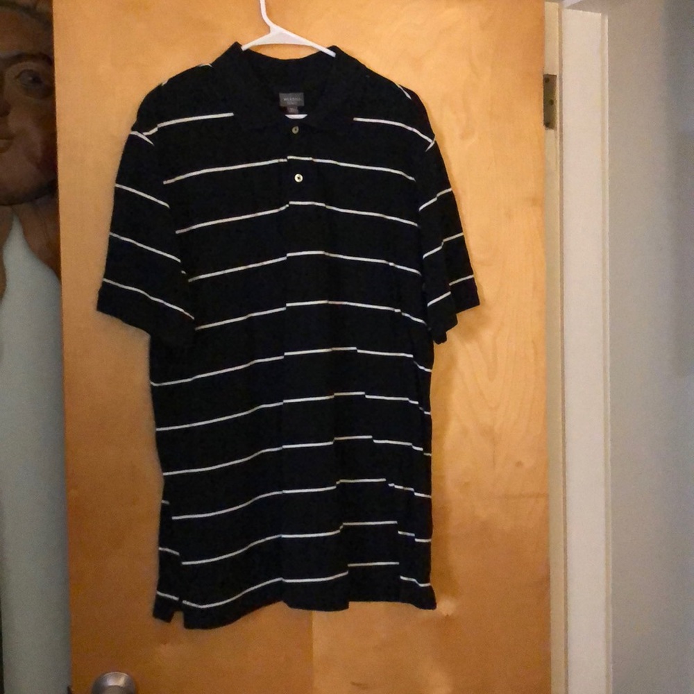 Black/White Striped Men’s Casual Polo - Picture 1 of 1